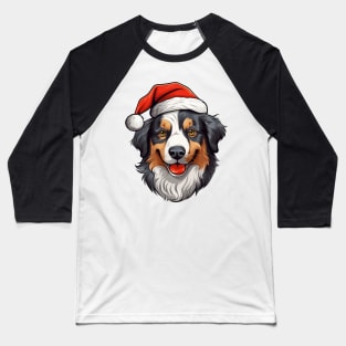 Christmas Dog in Santa Hat Baseball T-Shirt